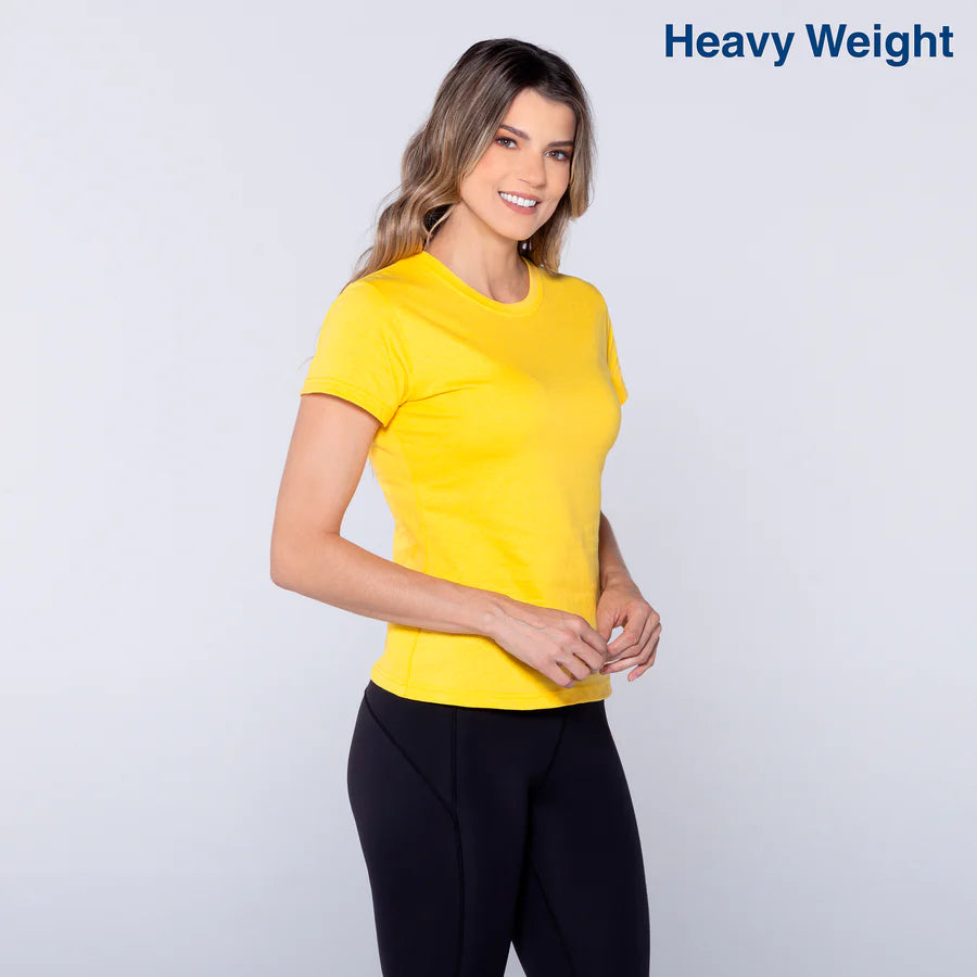 Women's Heavy Weight Crew Neck Short Sleeve Silhouette T-Shirt
