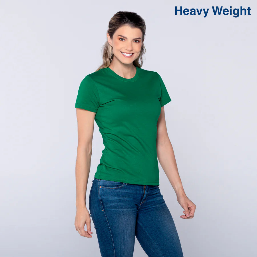Women's Heavy Weight Crew Neck Short Sleeve Silhouette T-Shirt