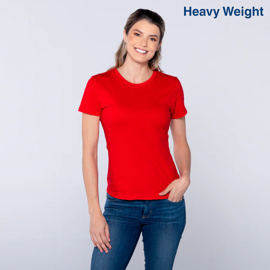 Women's Heavy Weight Crew Neck Short Sleeve Silhouette T-Shirt