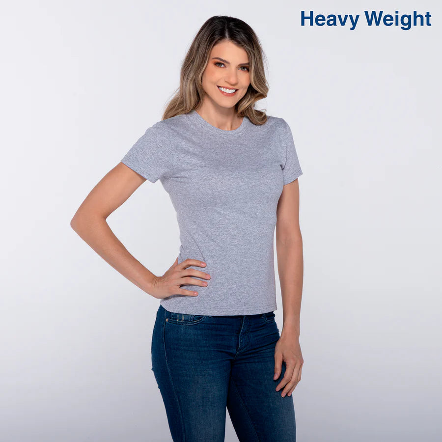 Women's Heavy Weight Crew Neck Short Sleeve Silhouette T-Shirt