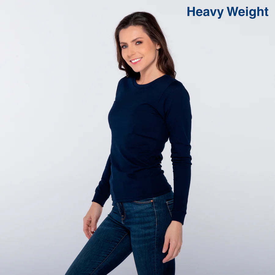Women's Heavy Weight Crew Neck Long Sleeve Silhouette T-Shirt