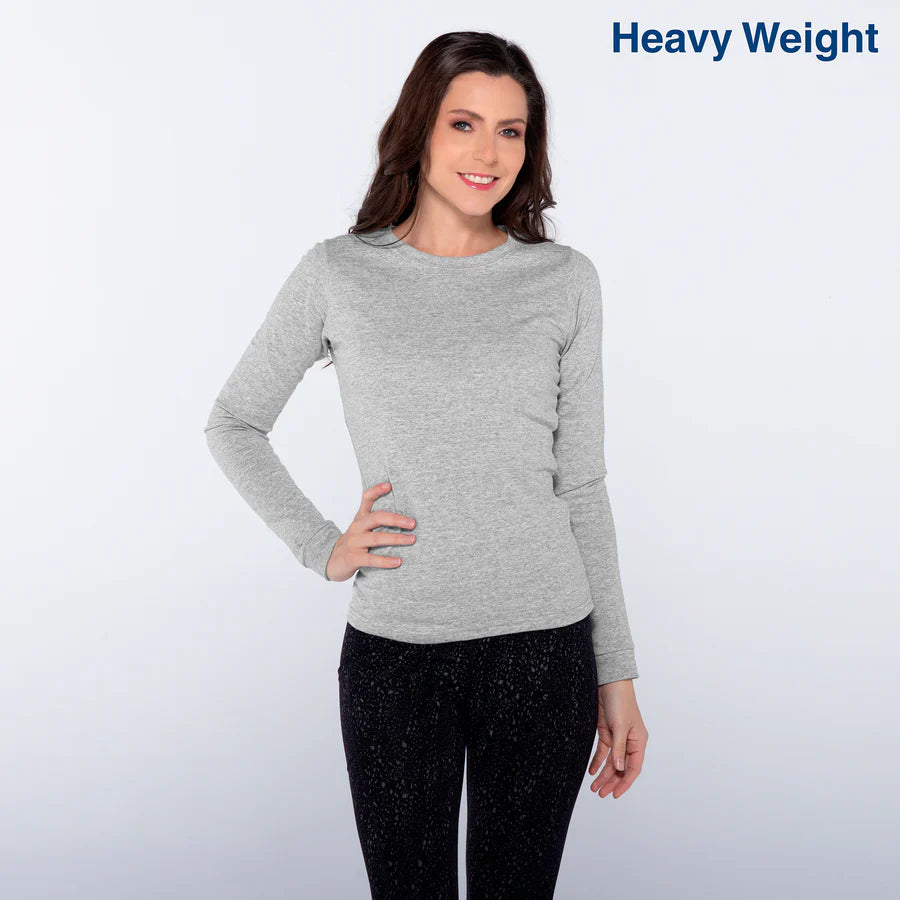 Women's Heavy Weight Crew Neck Long Sleeve Silhouette T-Shirt