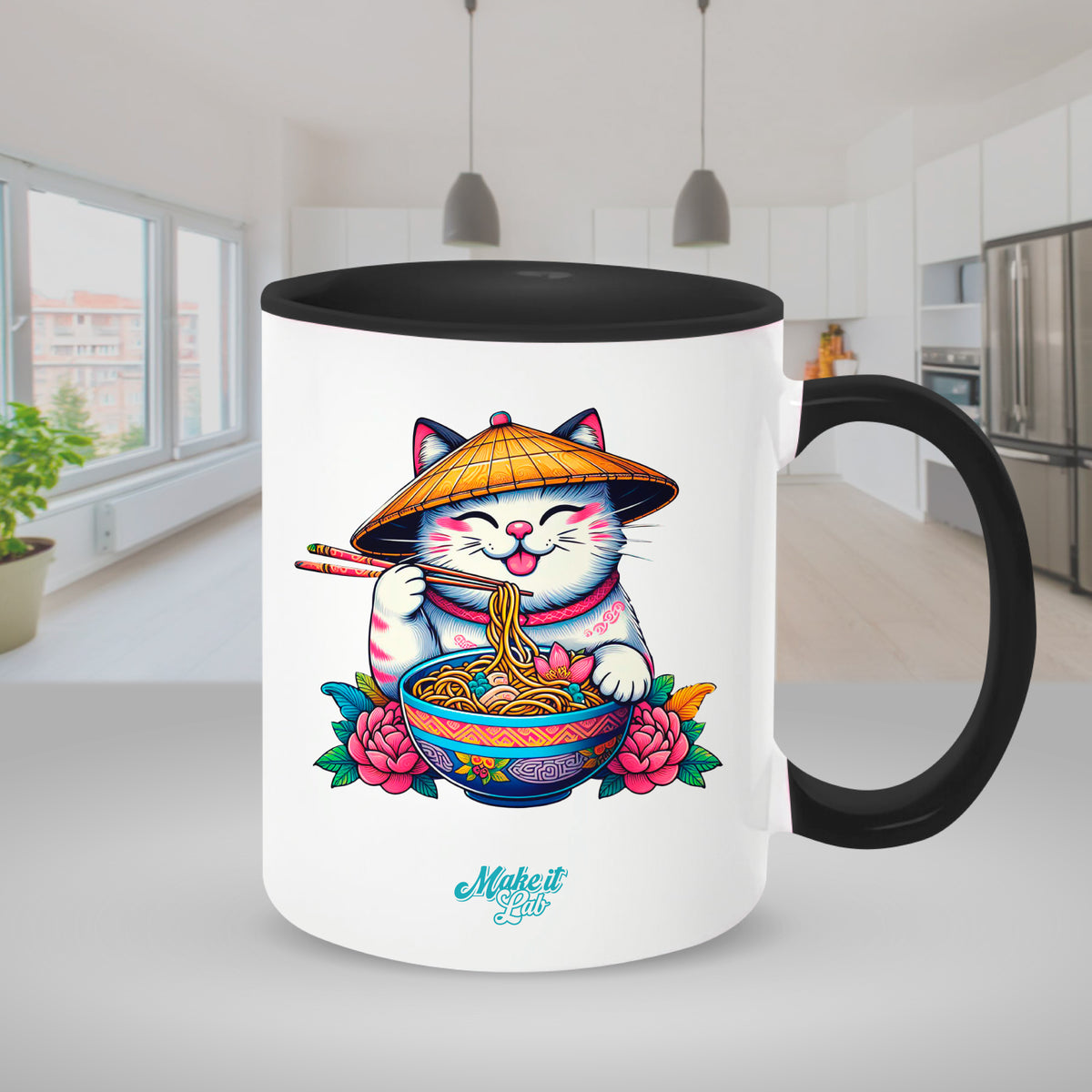 Black mug for sublimation w/white window 11 oz