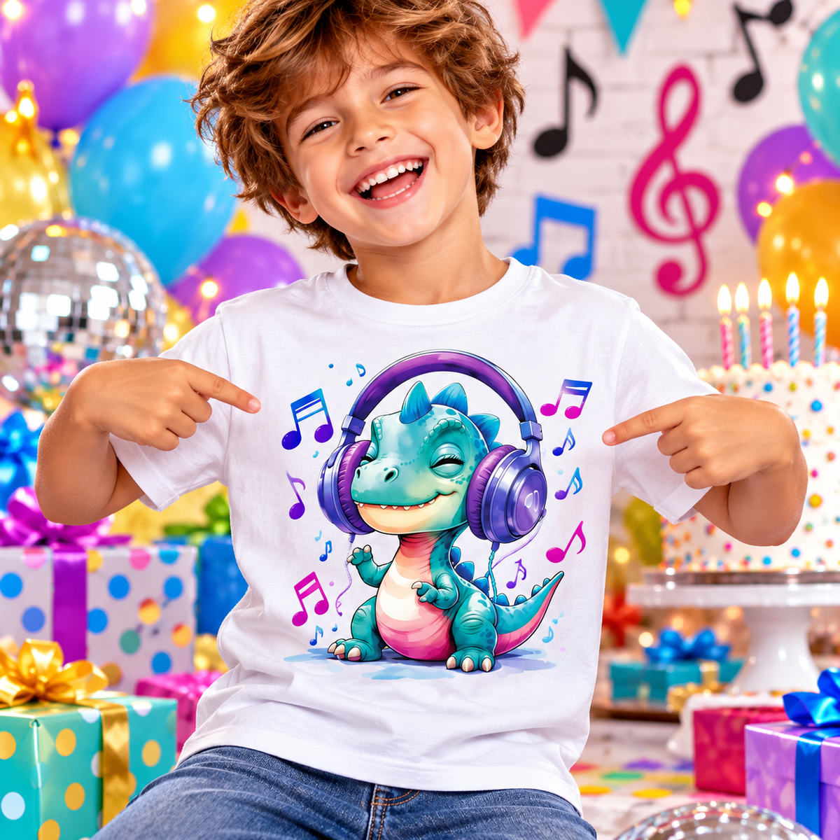 Printed DTF Sheets by Yards - Cute Birthday Dinosaurs