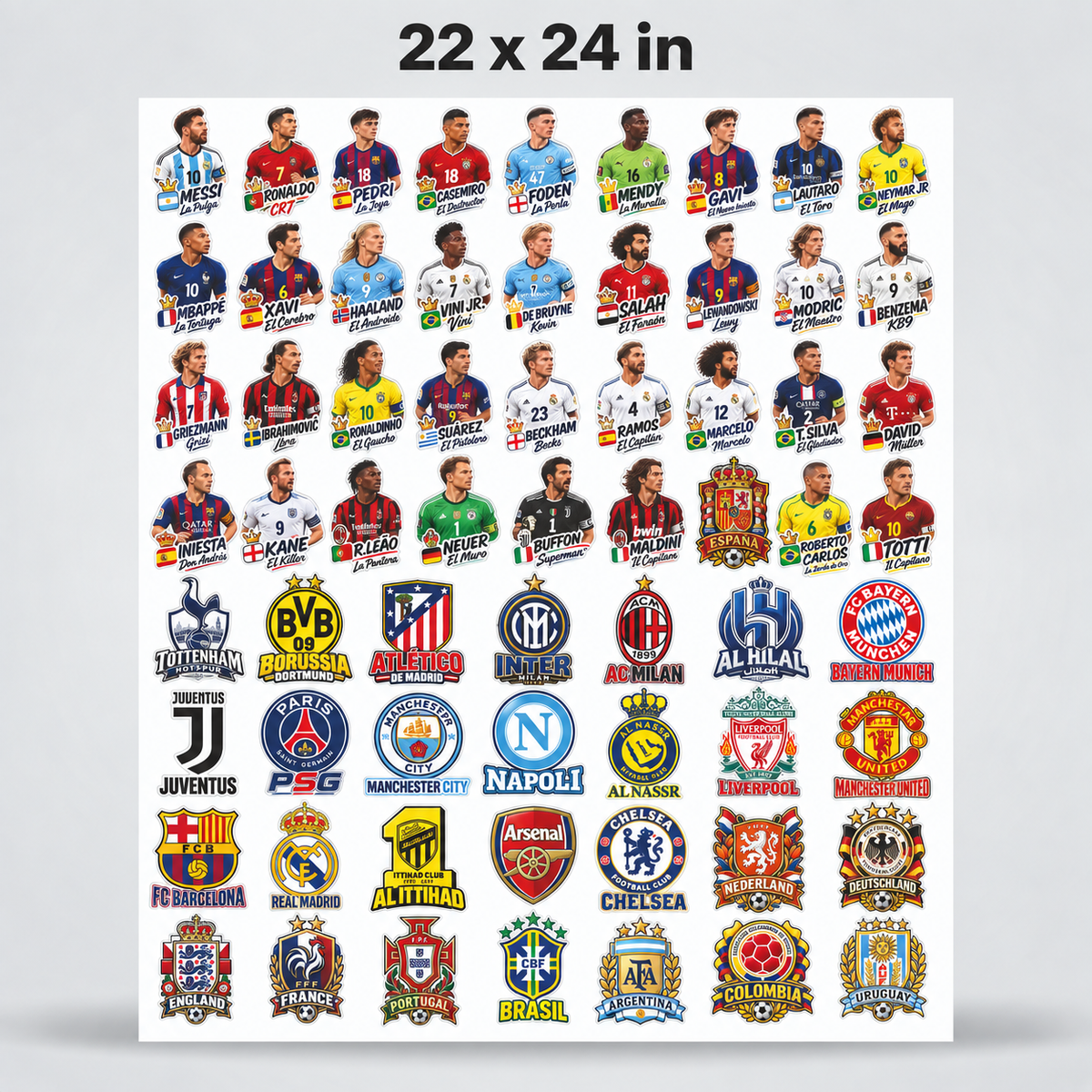 UV DTF Sticker Pack - Soccer Legends, Clubs & National Teams