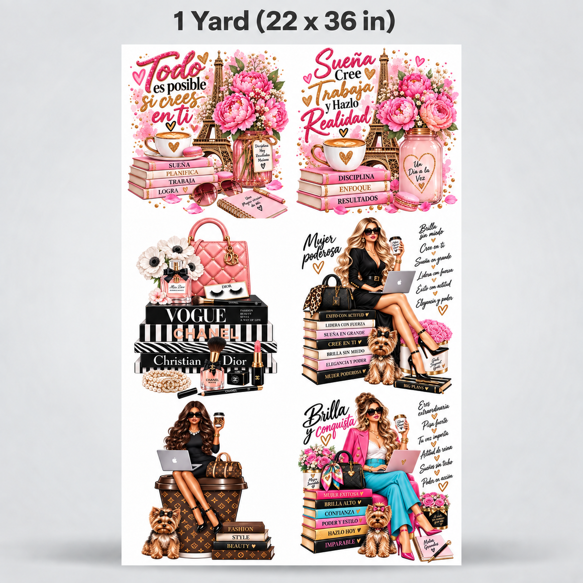 Printed DTF Sheets by Yards - Feminine Glam & Empowerment Designs