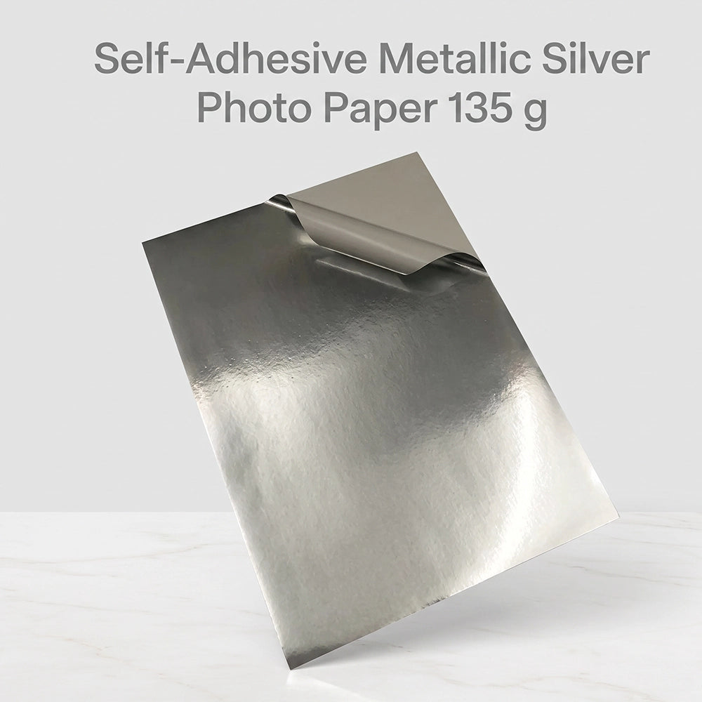 135 gsm Metallic Silver Adhesive Photo Paper