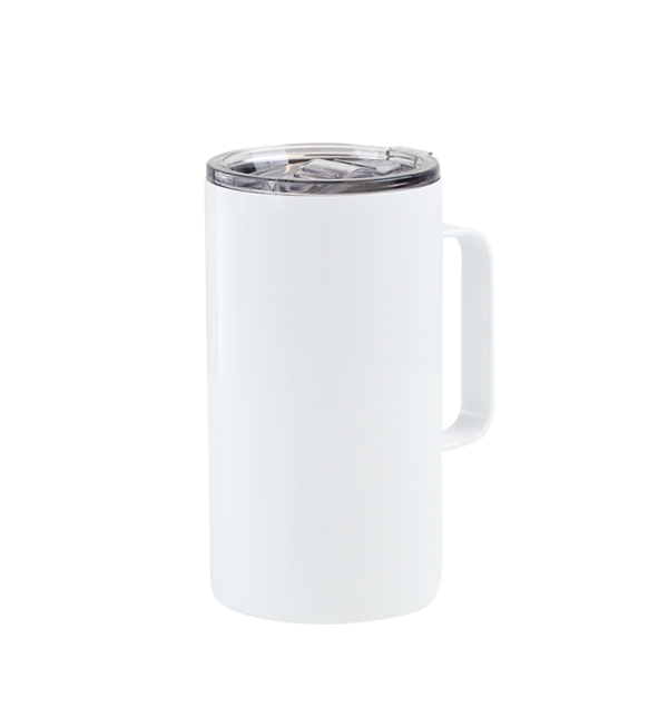 White Stainless Steel Tumbler with Handle 20oz