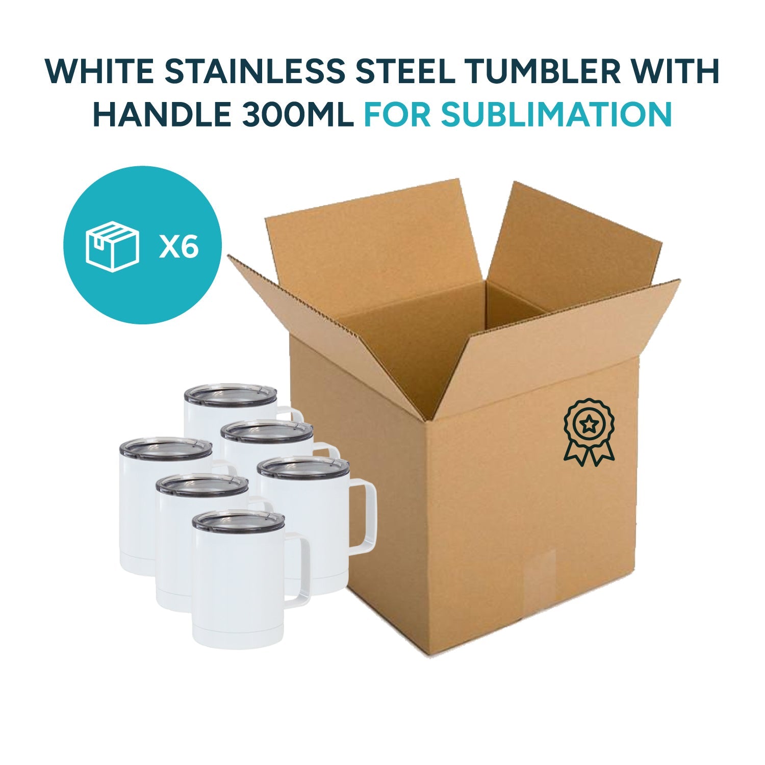 White stainless steel tumbler with handle 400 ml for sublimation