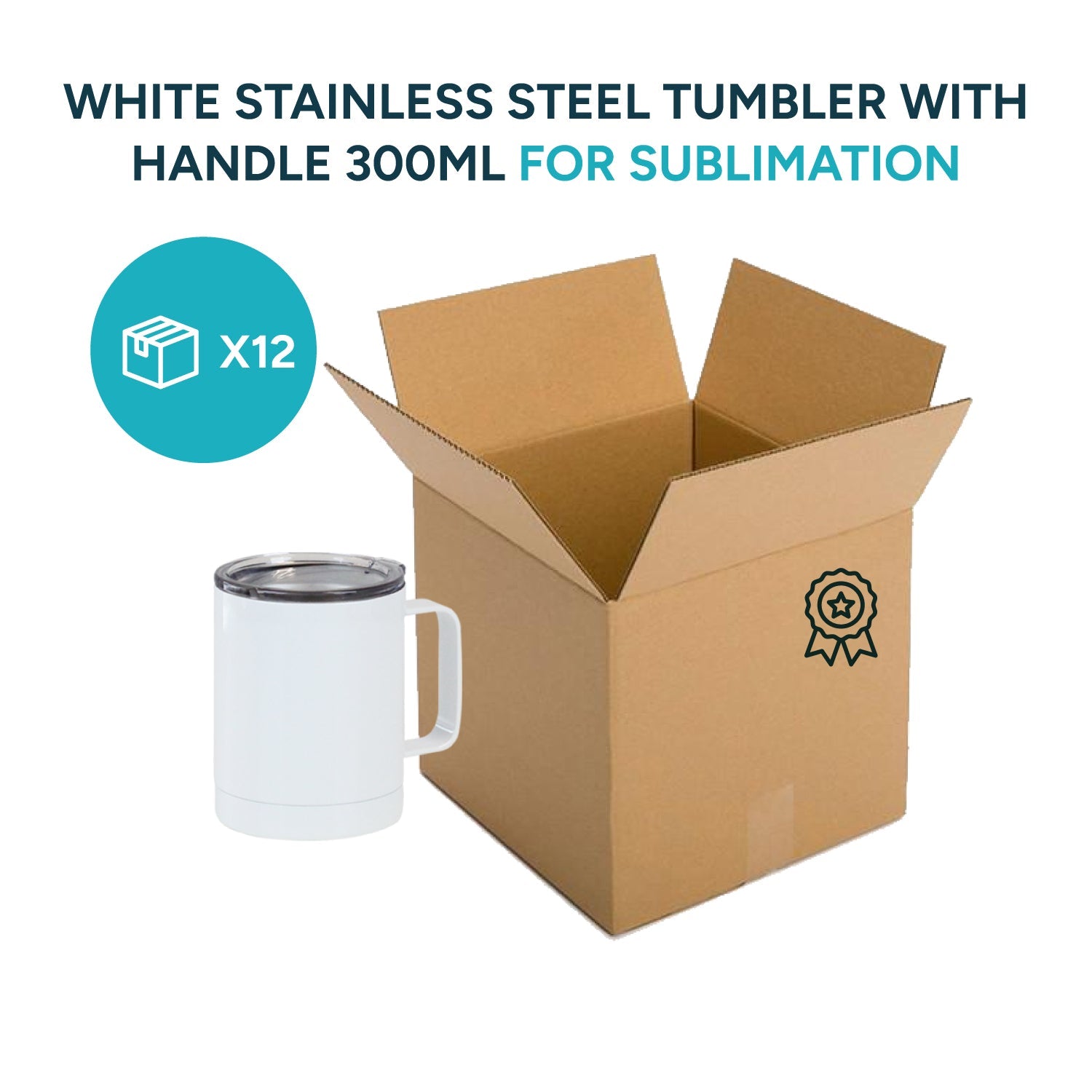 White stainless steel tumbler with handle 400 ml for sublimation