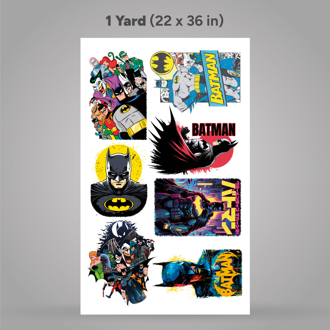 Printed DTF Sheets by Yards - Dark Knight Comic Vibes