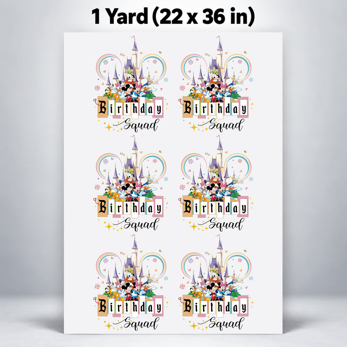 Printed DTF Sheets by Yards - Magical Friends Birthday Squad