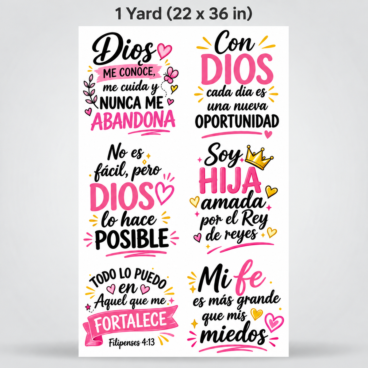 Printed DTF Sheets by Yards - Christian Girl Inspirational Designs – Dios & Fe Collection