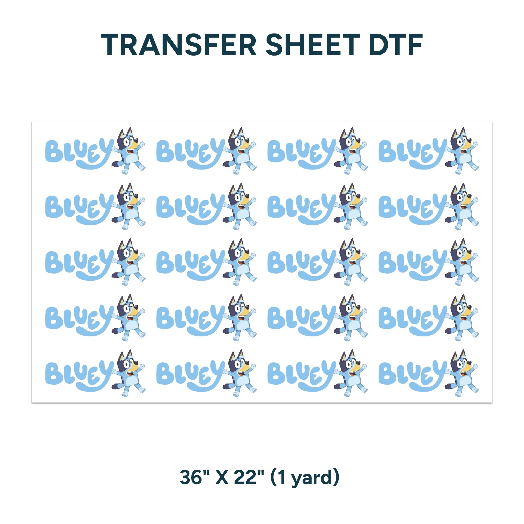 Printed DTF Sheets by Yards - Bluey design 2
