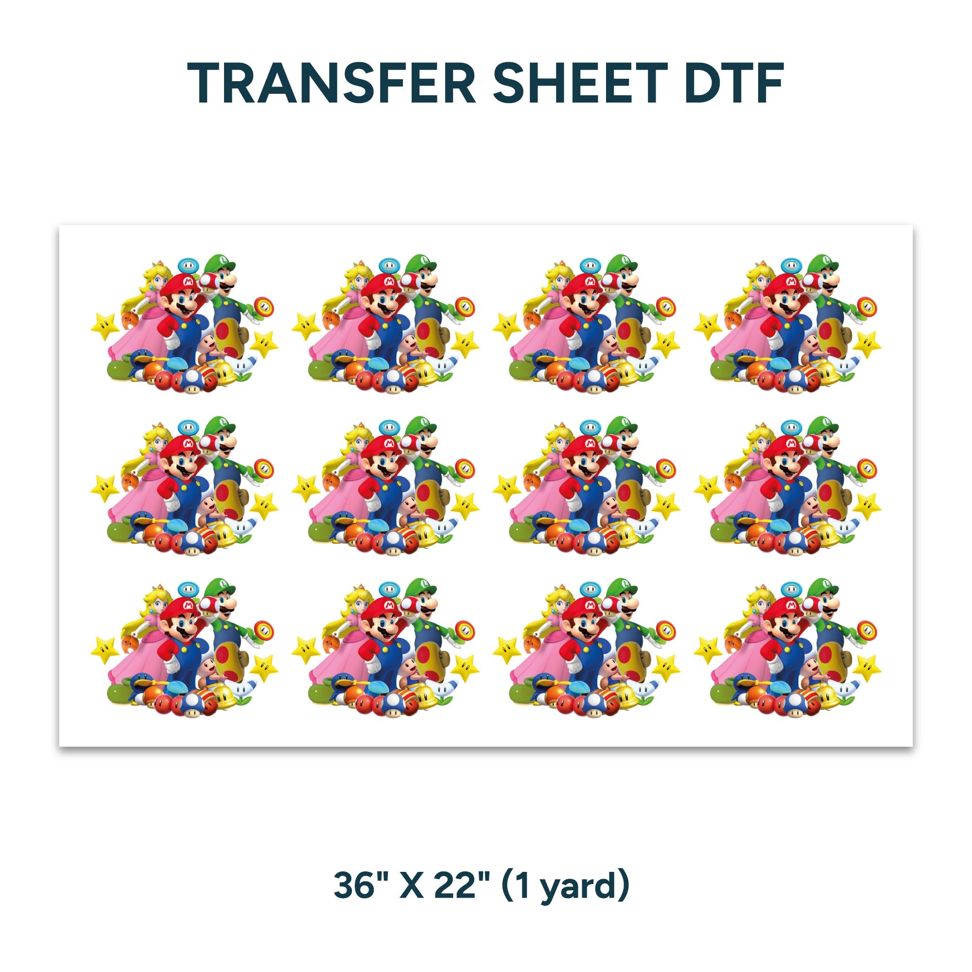 Printed DTF Sheets by Yards - Mario Bross