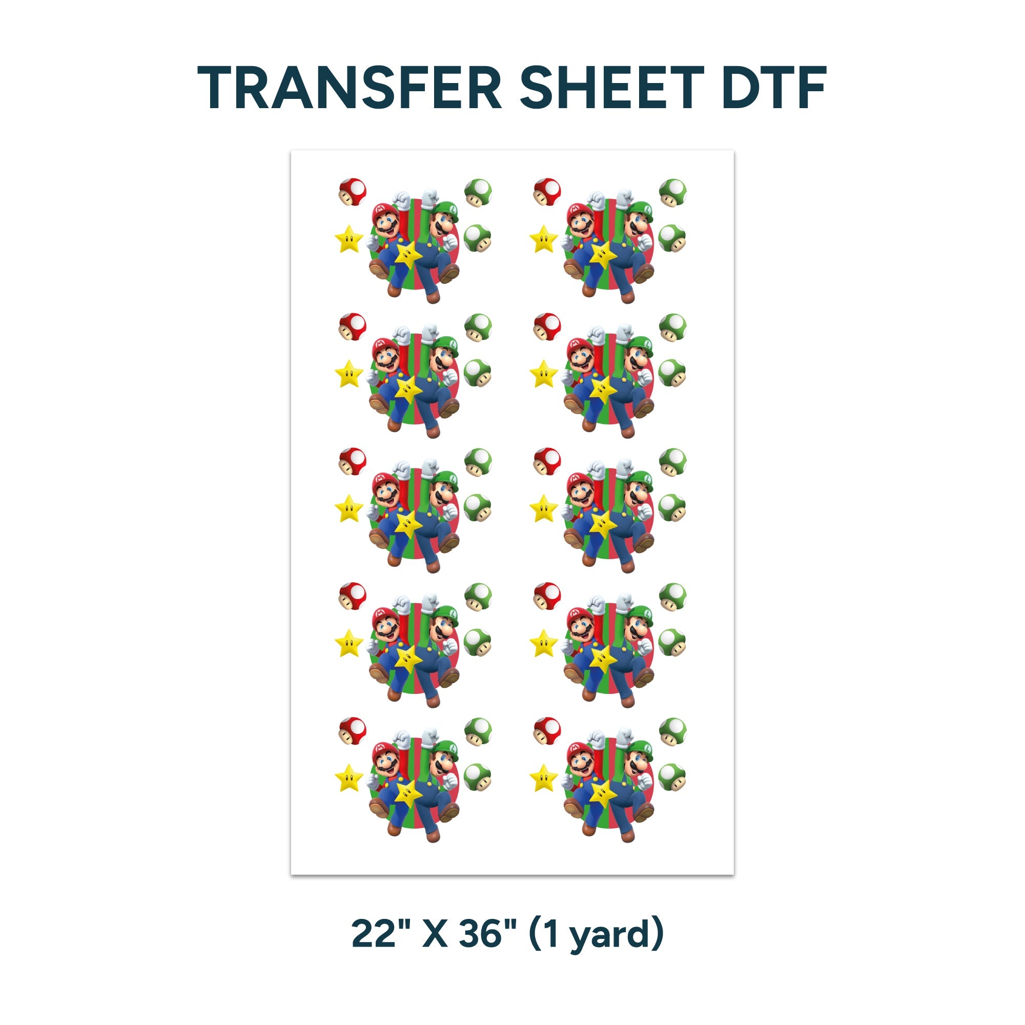 Printed DTF Sheets by Yards - Mario and Luigi