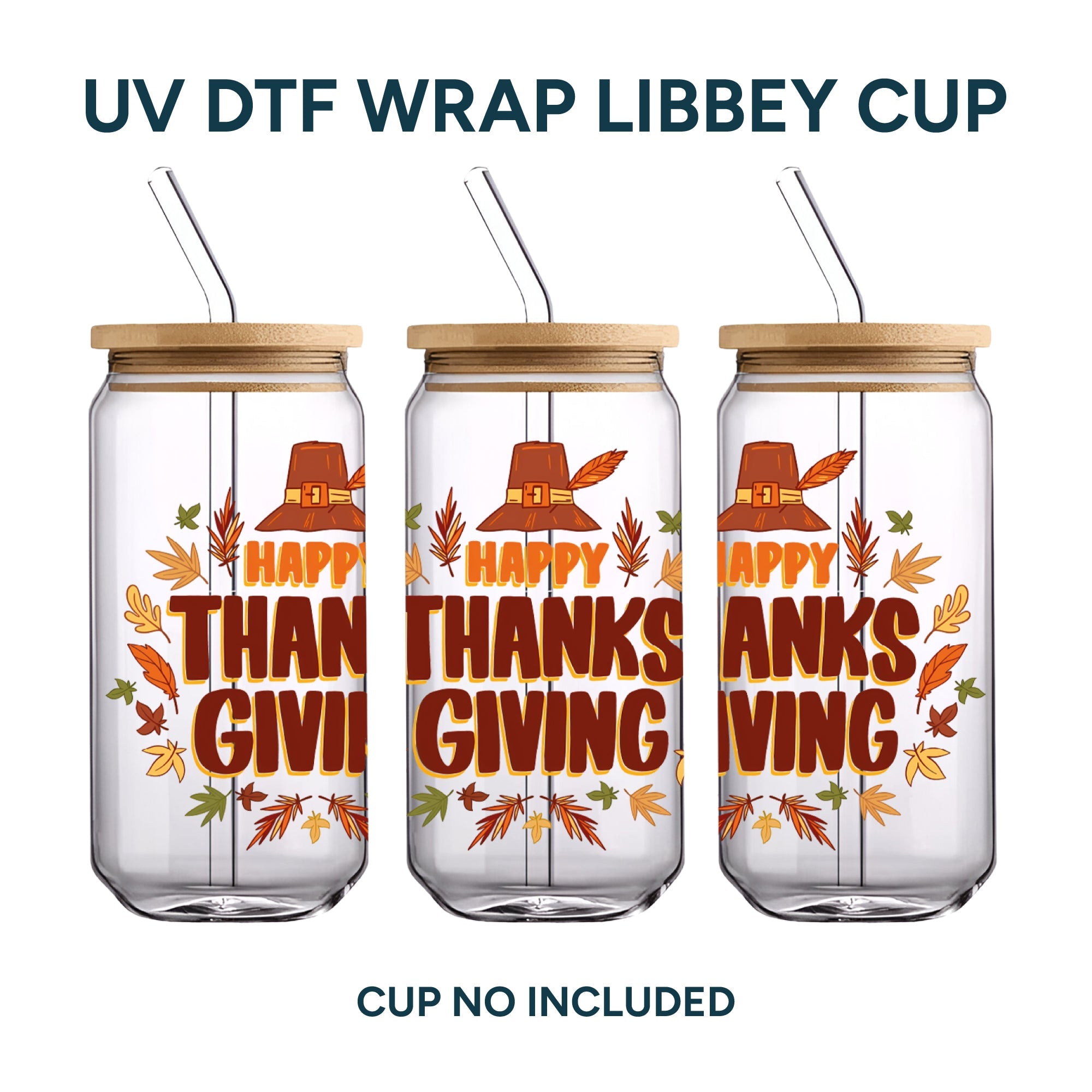 UV DTF WRAP LIBBEY CUP - Thanksgiving design 6