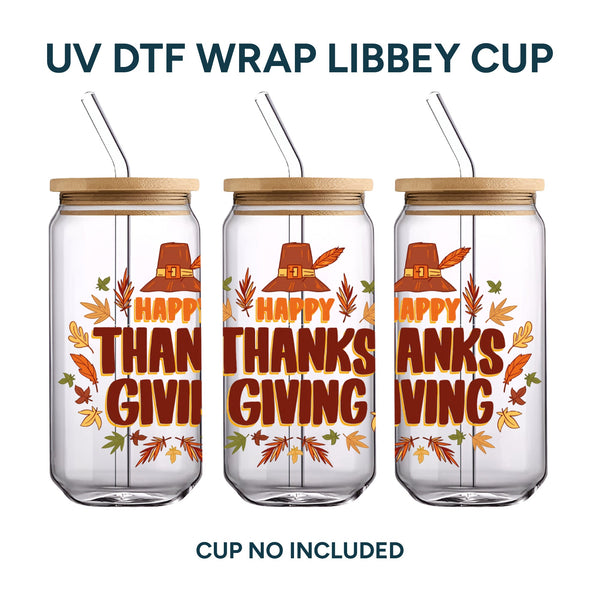 UV DTF WRAP LIBBEY CUP - Thanksgiving design 6
