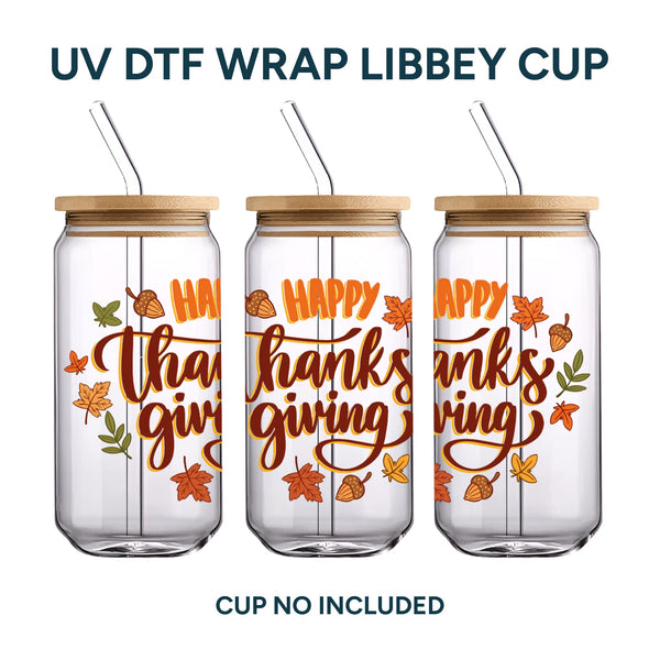 UV DTF WRAP LIBBEY CUP - Thanksgiving design 7