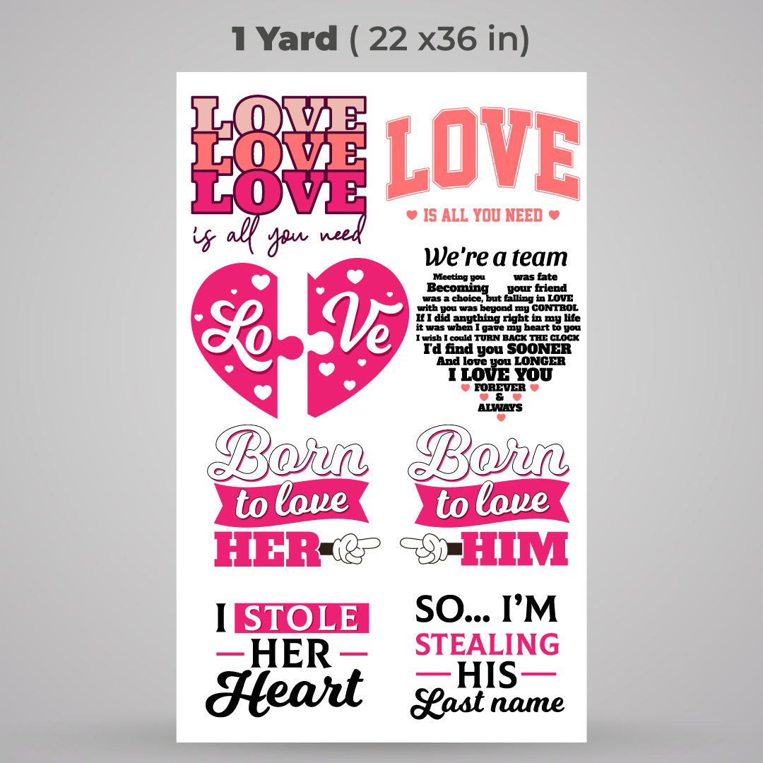 Printed DTF Sheets by Yards - San Valentín 5