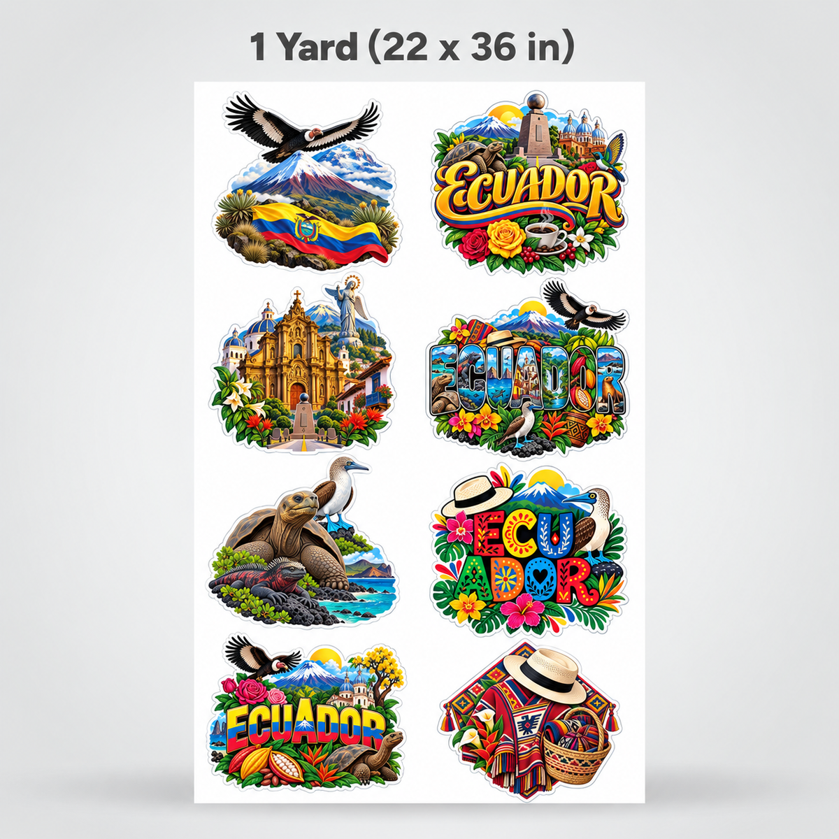 Printed DTF Sheets by Yards - Ecuador DTF Sheet Transfers – Culture, Nature & Heritage Designs