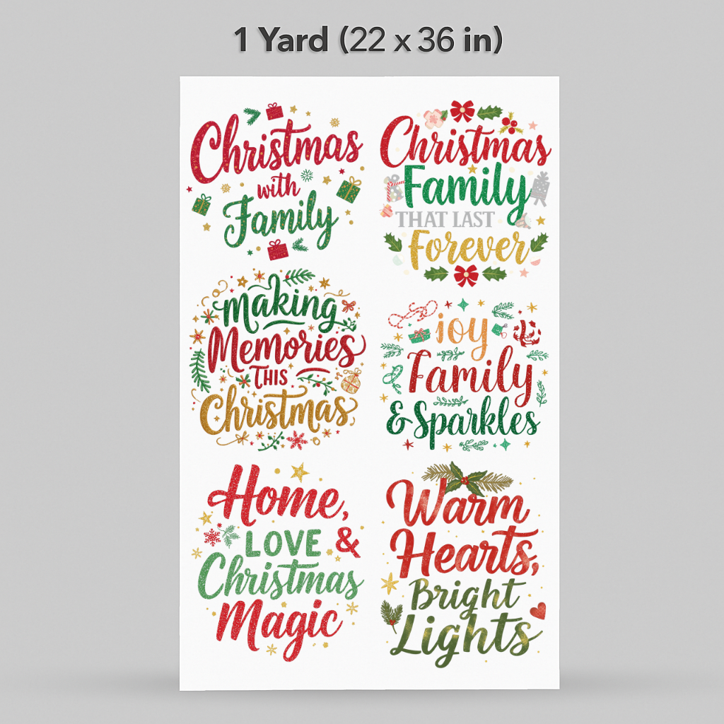 Printed DTF Sheets by Yards -Merry Christmas 2025