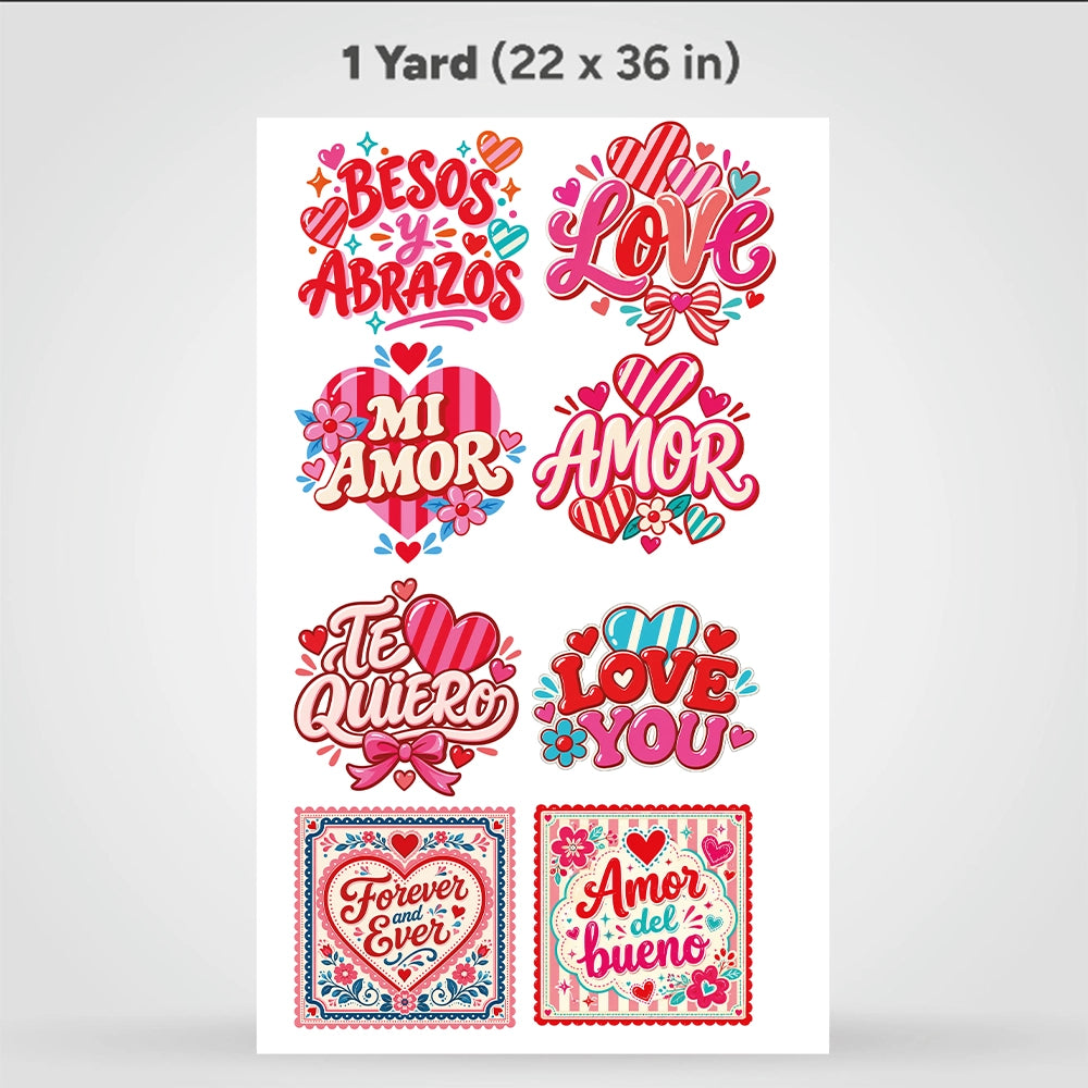 Printed DTF Sheets by Yards - Valentine’s Day & Love Designs – Ready to Press