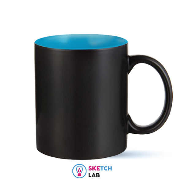 Black magic mugs light-blue-color inside for sublimation 11 oz (box of 12 and 36 units)