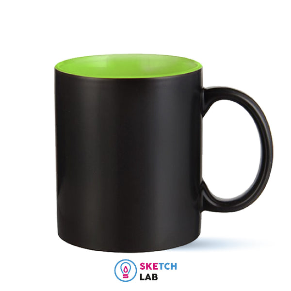 Black magic mugs green-color inside for sublimation 11 oz (box of 12 and 36 units)
