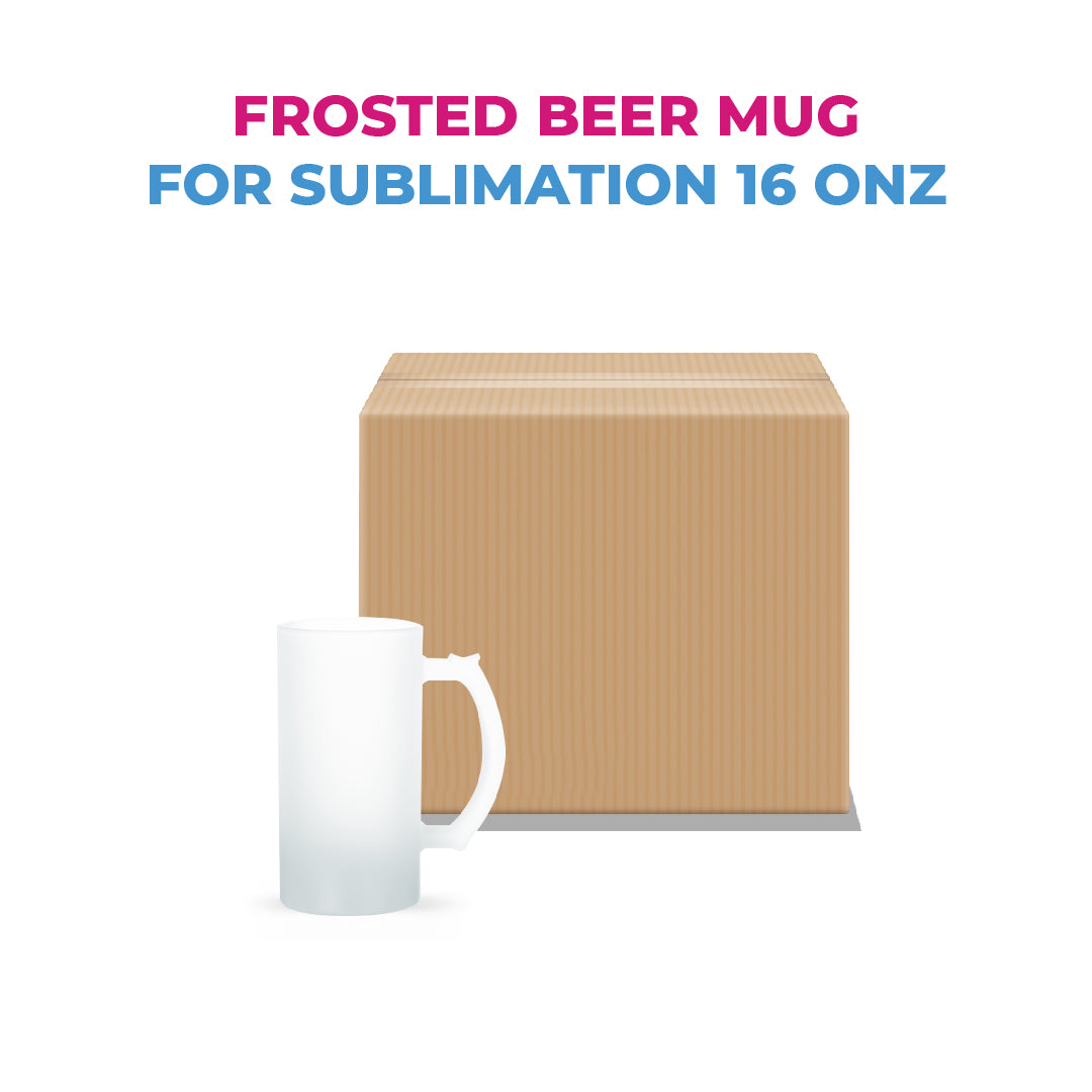 Frosted Beer Mugs for Sublimation 16 oz  Add your Photo Text or Graphic Design on Personalize Beer Mug. (Box of 6, 12 and 34 units)