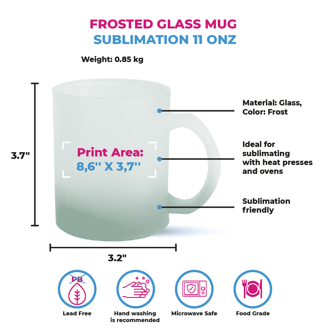 Garage Sale Frosted glass mug for sublimation 11 oz (box of 12 and 36 units)