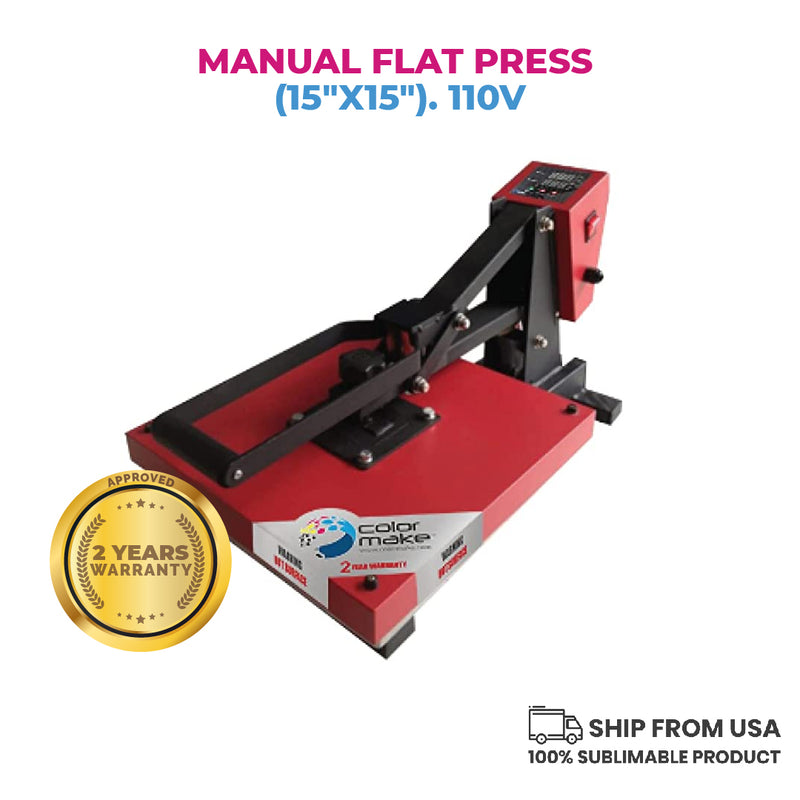 Manual flat press (15"x15"). 110V