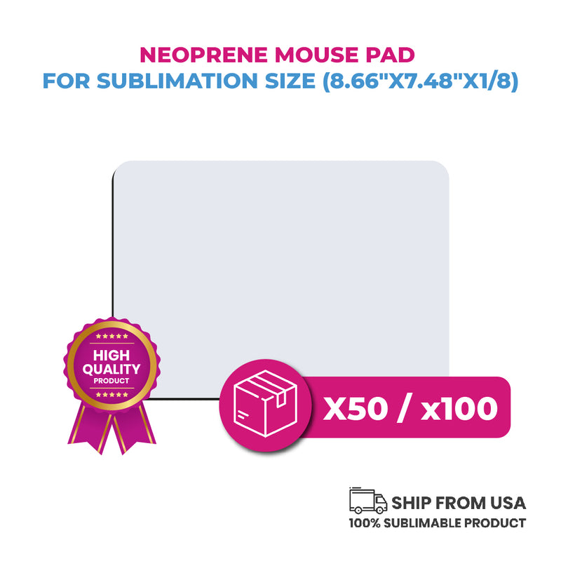 Neoprene mouse pad for sublimation size (8.66"x7.48"x1/8) lot of 6, 12 and 36