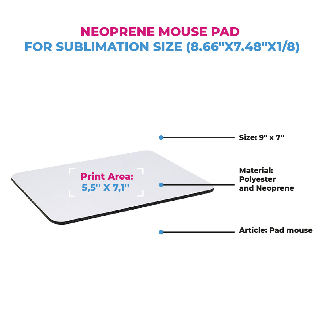 Neoprene mouse pad for sublimation size (8.66