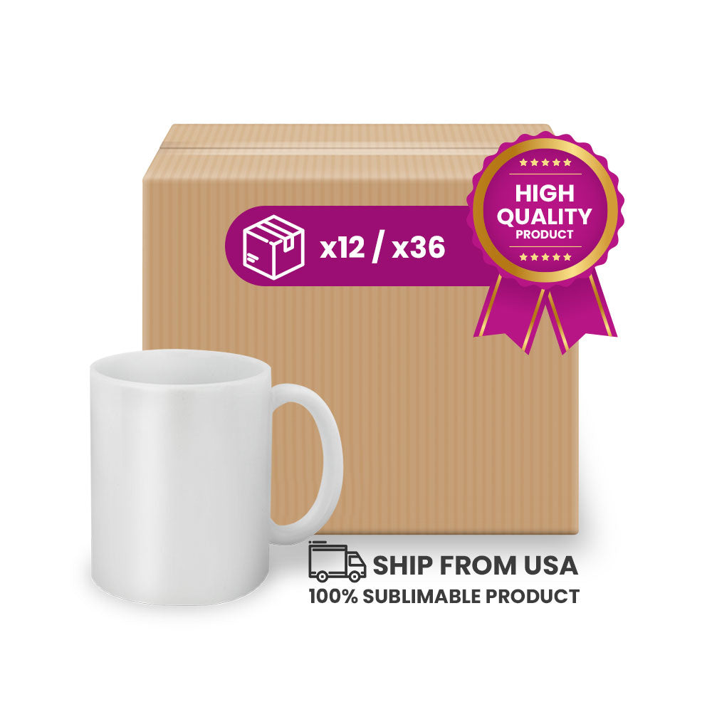 Pearl white mugs for sublimation 11 oz (box of 6, 12 and 36 units)