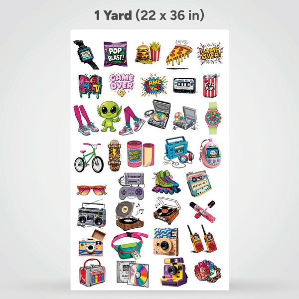 Printed DTF Sheets by Yards - Vintage 80s 90s  – Retro Arcade & Throwback Vibes