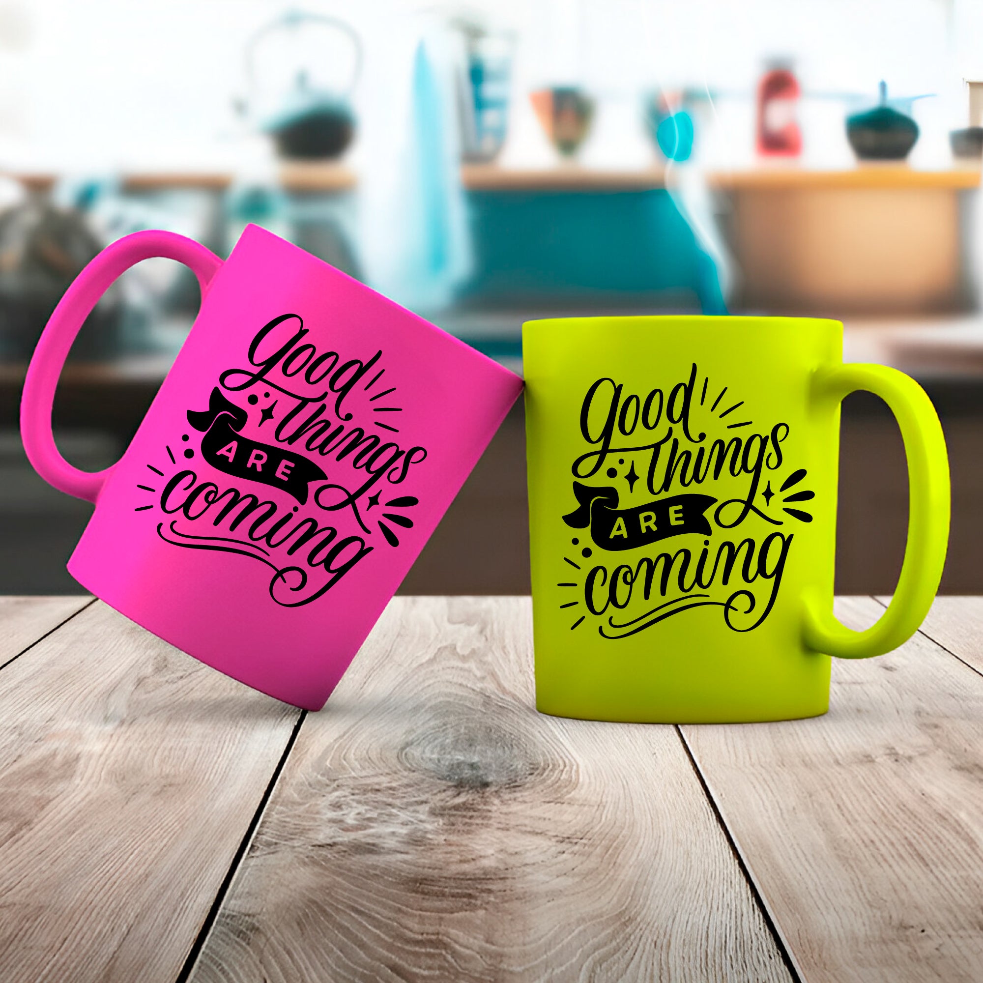 Neon mugs for sublimation 11 oz. Buy it in topics of 3 Colors (Yellow, Green, and Magenta)