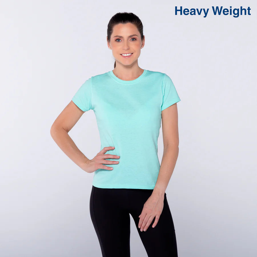 Women's Heavy Weight Crew Neck Short Sleeve Silhouette T-Shirt