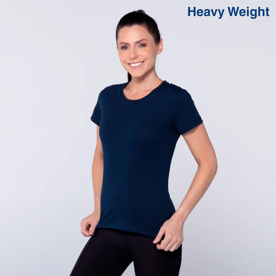 Women's Heavy Weight Crew Neck Short Sleeve Silhouette T-Shirt