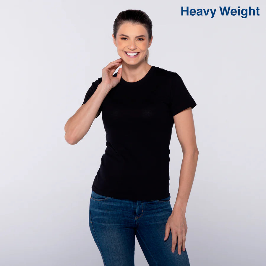 Women's Heavy Weight Crew Neck Short Sleeve Silhouette T-Shirt