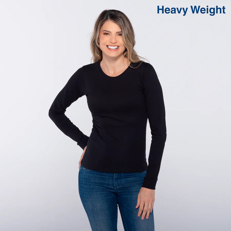 Women's Heavy Weight Crew Neck Long Sleeve Silhouette T-Shirt