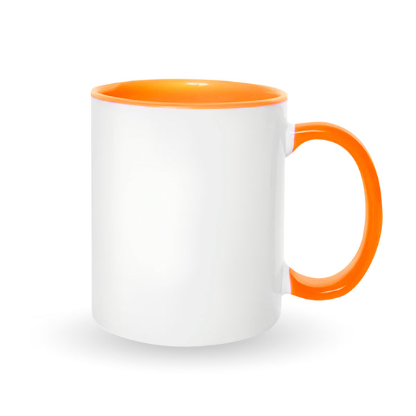 Orange mugs inside and on handles for sublimation 11 oz (box of 12 and 36 units)