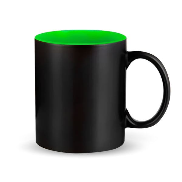 Black magic mugs green-color inside for sublimation 11 oz (unit, box of 12 and 36 units)