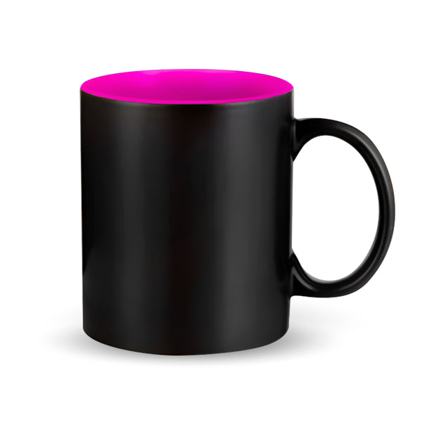 Black magic mugs pink-color inside for sublimation 11 oz (box of 12 and 36 units)