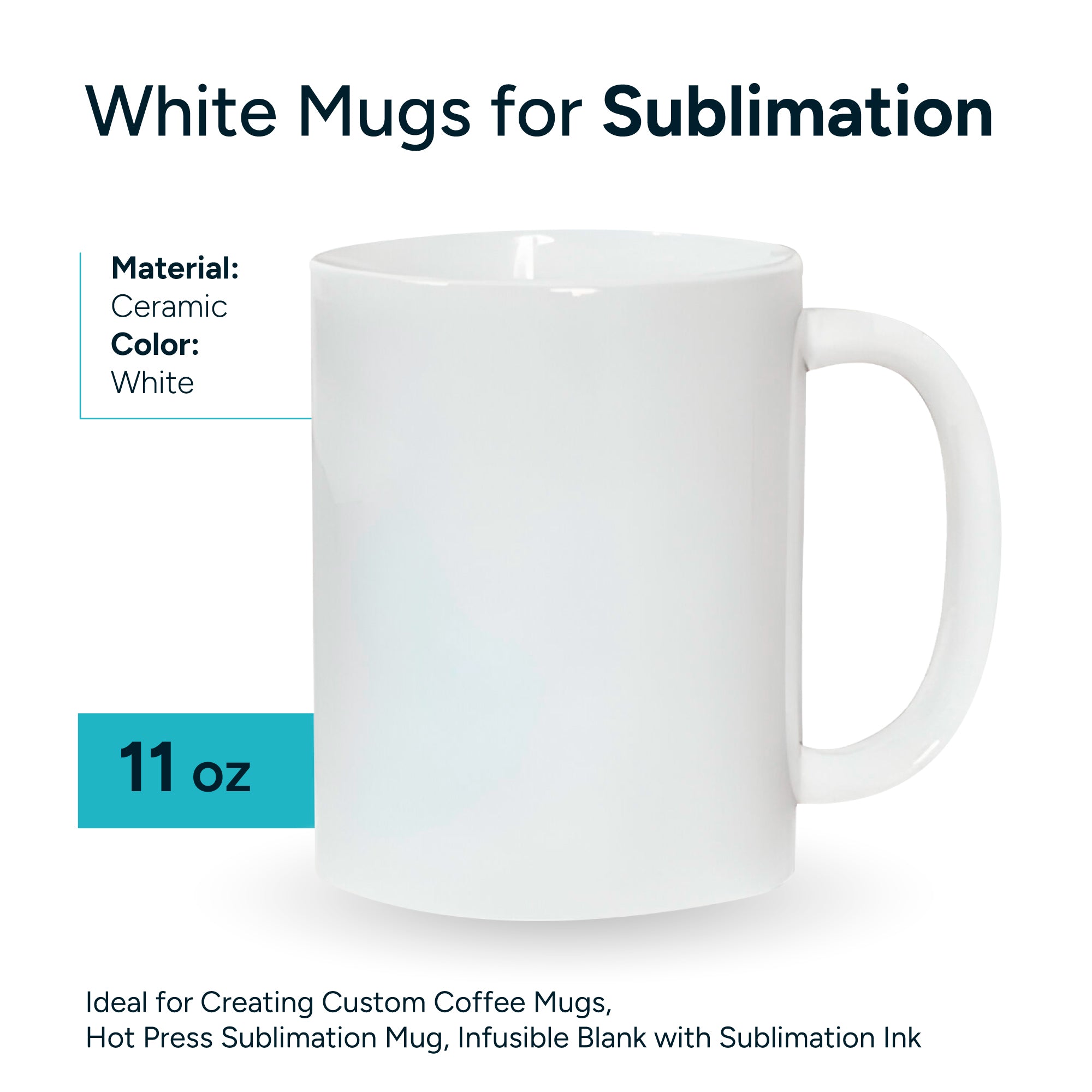 Make It Lab 11oz White Circle Sublimation Mug (Box of 12 and 36 Units.)