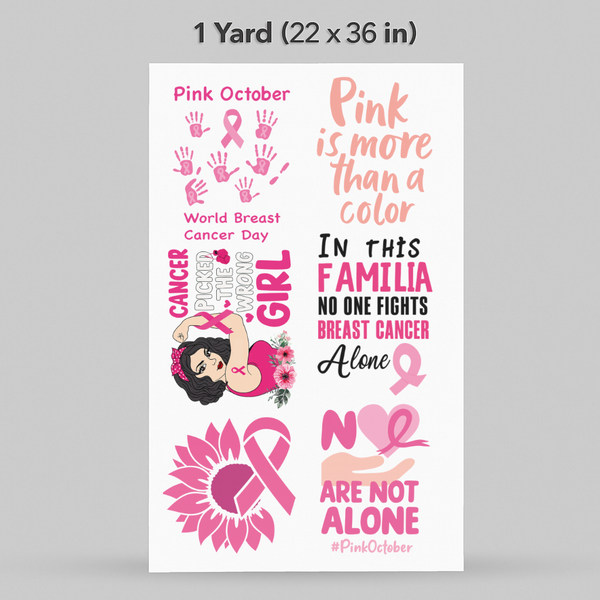 Printed DTF Sheets by Yards - cancer prevention -Ingles