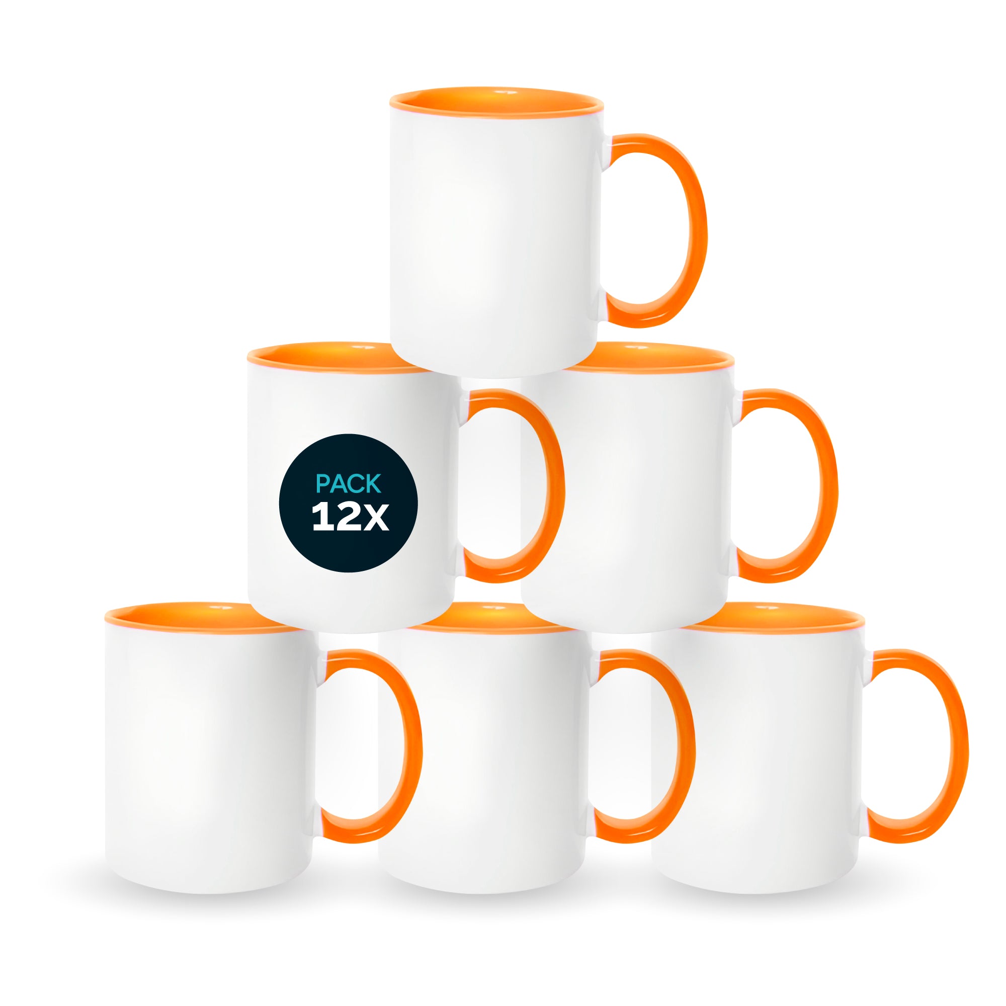 Orange mugs inside and on handles for sublimation 11 oz (box of 12 and 36 units)