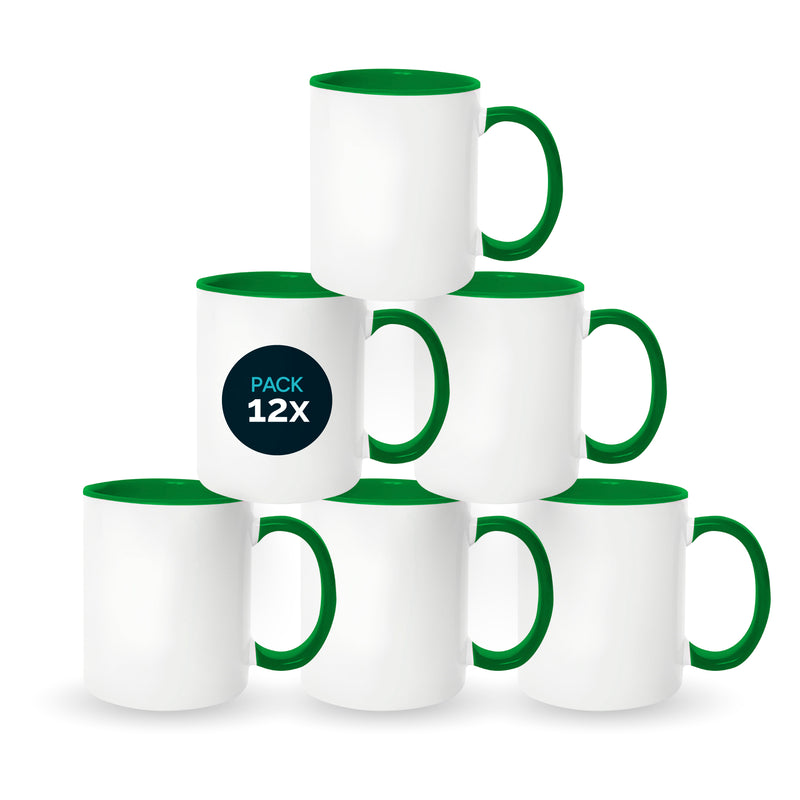 Dark green mugs inside and on handles for sublimation 11 oz (box of 12 and 36 units)