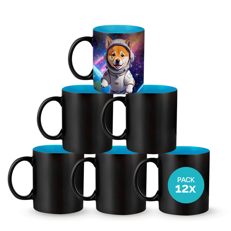 Black magic mugs light-blue-color inside for sublimation 11 oz (box of 12 and 36 units)