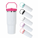 30 oz Sublimation Tumbler with Colored Handle Lid – Stainless Steel, Insulated Blank for Custom Printing